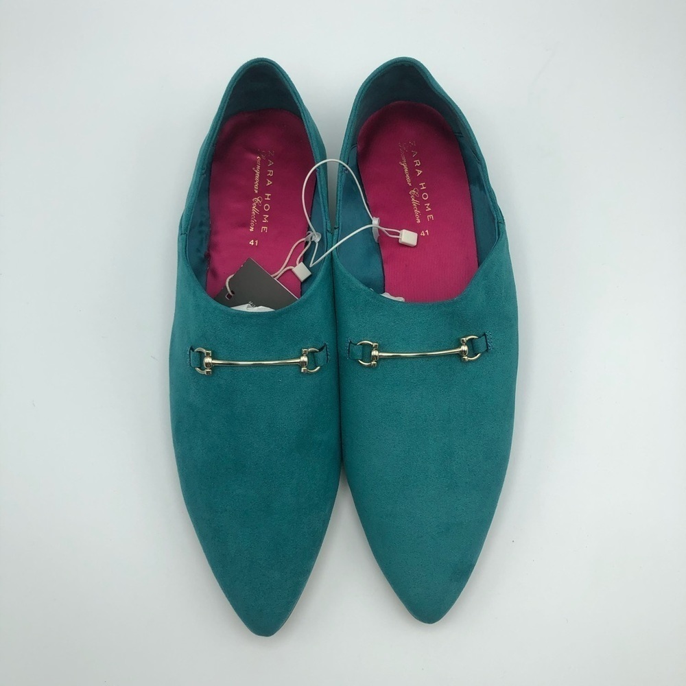 NWT. Zara Turquoise Loafers. Size 9.